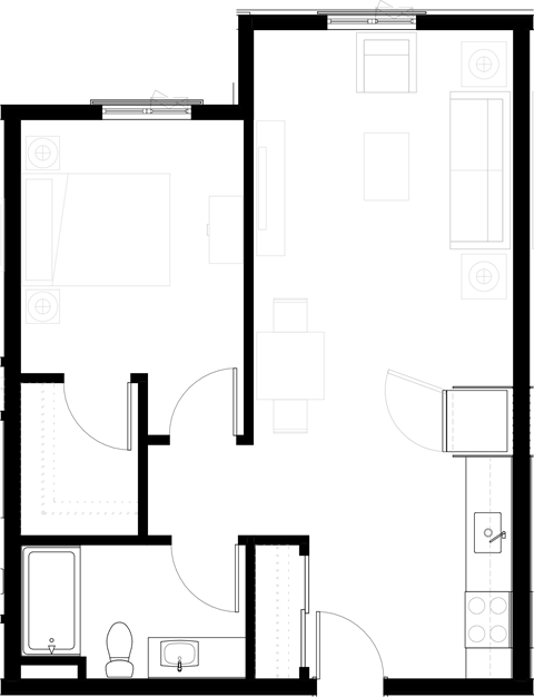 a floor plan of a house with a green background